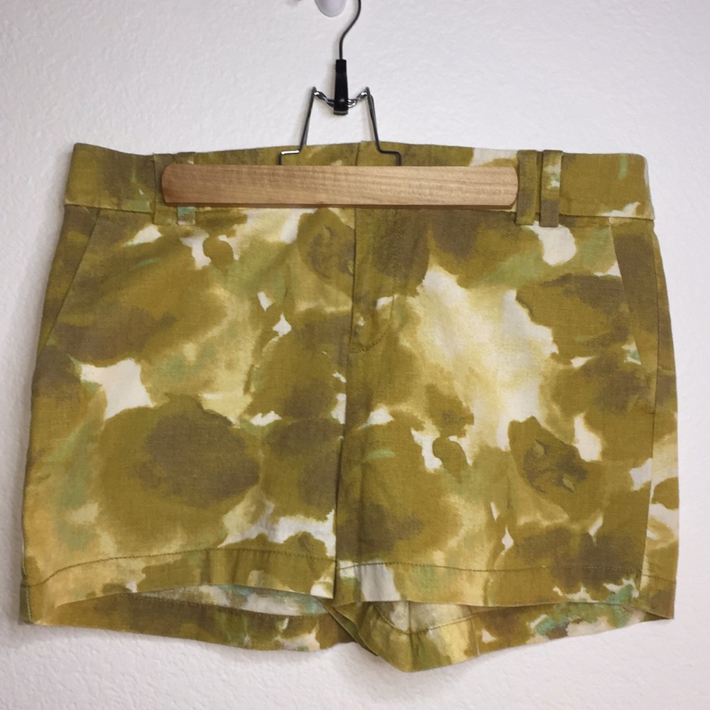ANN TAYLOR LOFT shorts linen & cotton floral high waisted zipper front